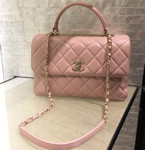 chanel pink flap bag with top handle|Chanel top handle bag small.